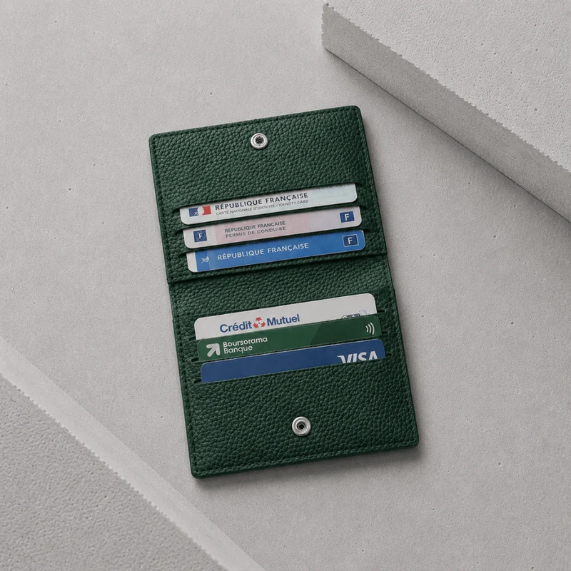 Porte-Cartes Homme en Cuir de Vache Véritable à Rabat