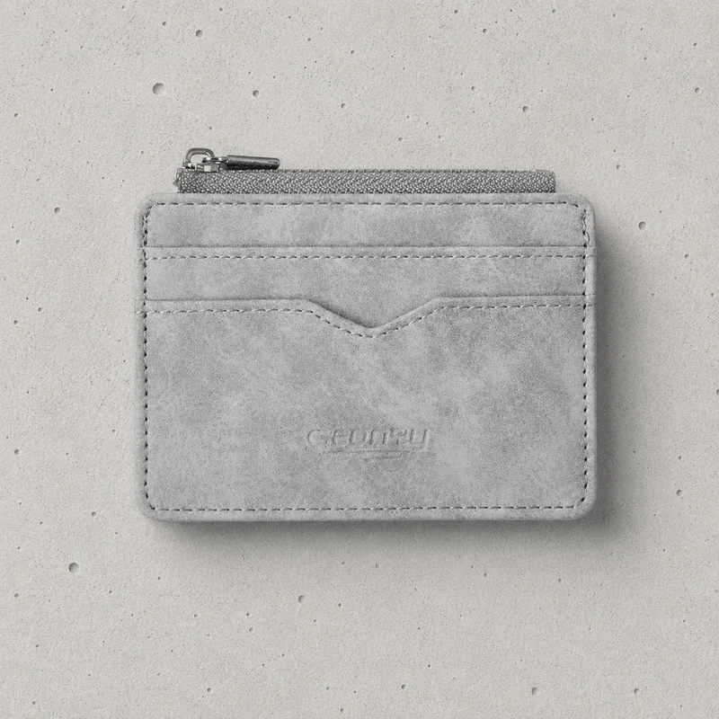 Porte-Cartes Homme Zippé Fin à Fenêtre Transparente