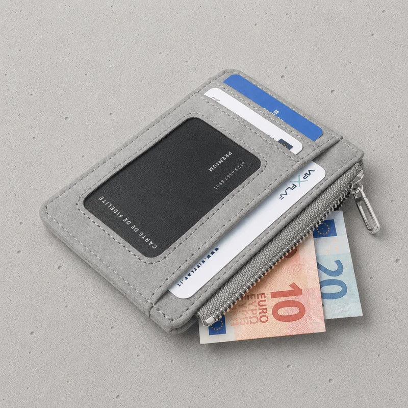 Porte-Cartes Homme Zippé Fin à Fenêtre Transparente