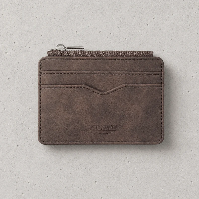 Porte-Cartes Homme Zippé Fin à Fenêtre Transparente