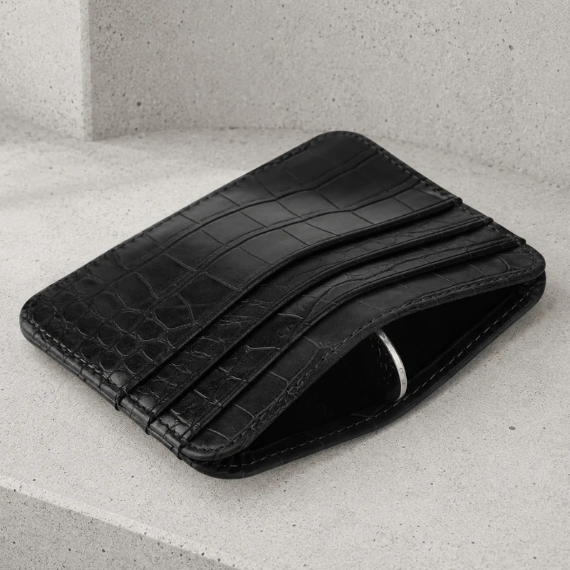 Porte-Cartes Homme Luxe Façon Crocodile Compact