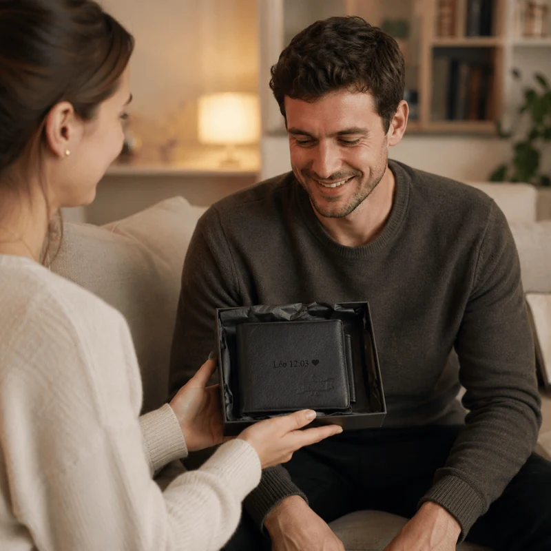 Portefeuille Cuir Homme Personnalisé Compact Zippé