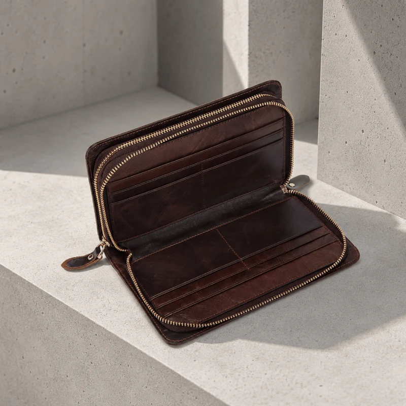 Grand Portefeuille Homme Cuir Véritable Personnalisé