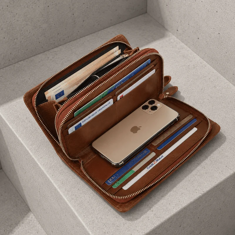 Grand Portefeuille Homme Cuir Véritable Personnalisé