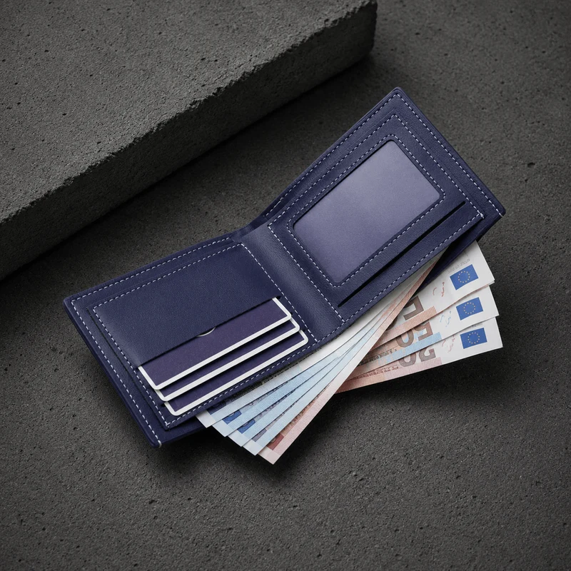 Portefeuille Homme Moderne 2 Volets et Coutures Blanches