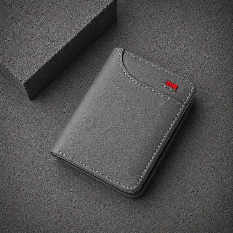 Portefeuille Compact Homme 2 Volets avec Poche Extérieure