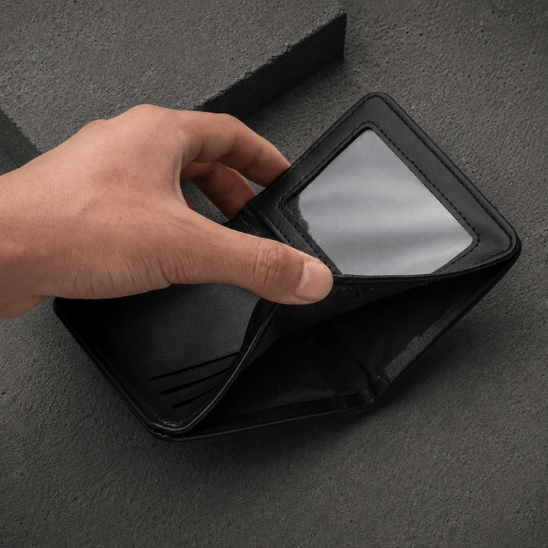 Portefeuille Compact Homme 2 Volets avec Poche Extérieure