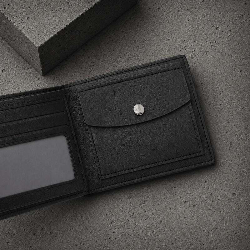 Portefeuille Homme Fin Grainé Bouton-Pression