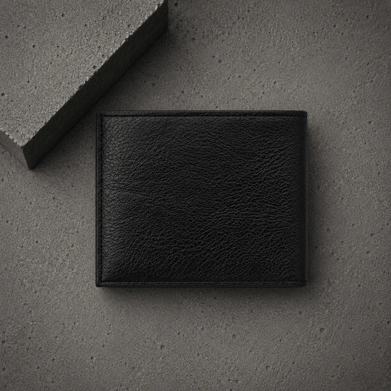 Portefeuille Homme Fin Grainé Bouton-Pression