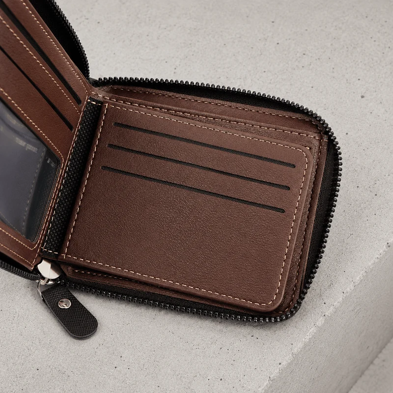 Petit Portefeuille Homme Zippé Photo Anti-RFID