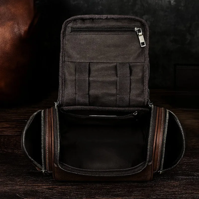 Trousse de toilette homme cuir vintage – Personnalisation gravure