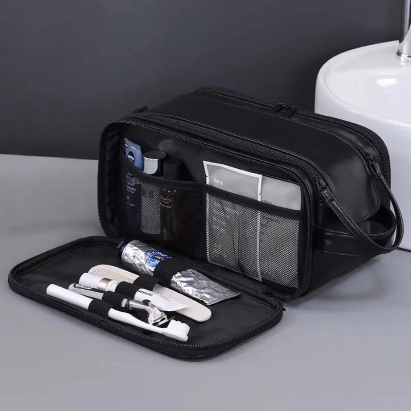 Grande Trousse de toilette homme cuir voyage – Double compartiment luxe