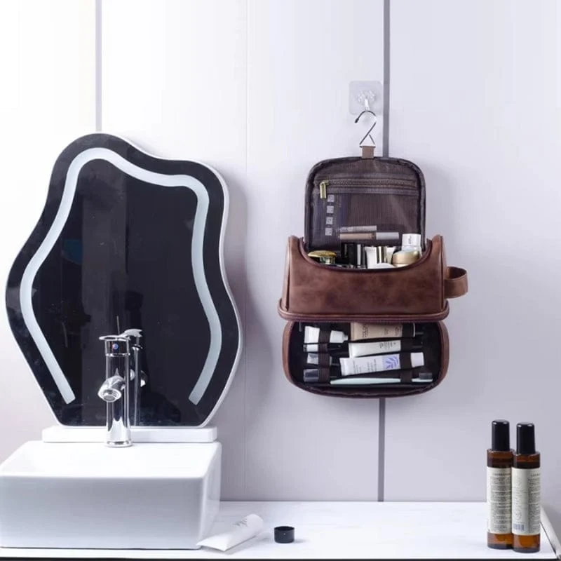 Trousse de toilette homme cuir suspendue luxe – Double compartiment