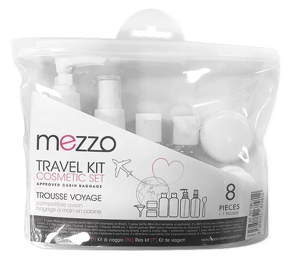 Kit de voyage 4 flacons + 2 pots pour cosmetique