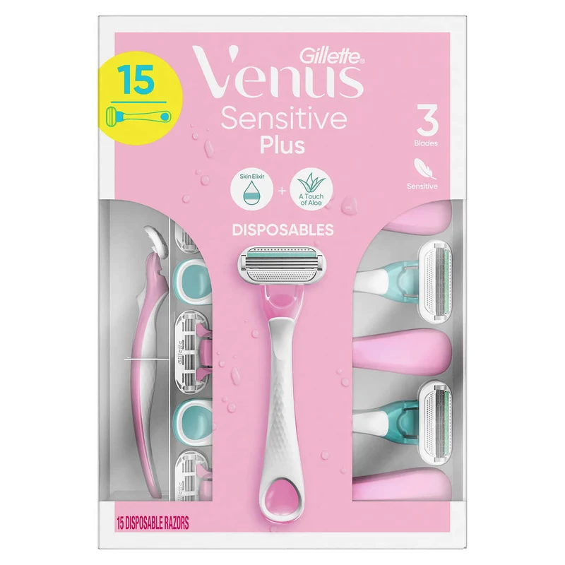 GILLETTE VENUS - Ensemble de 15 Rasoirs Jetables Sensible Plus