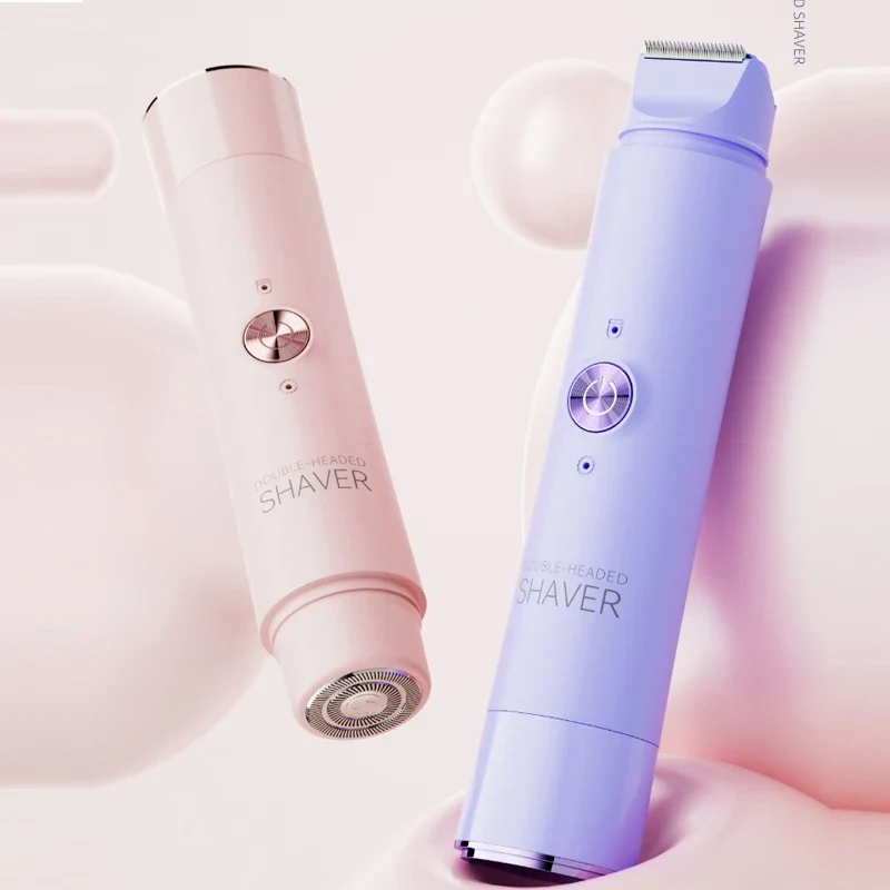 Rasoir électrique 2-en-1 sans fil pour femme — Tondeuse bikini double tête — Utilisation à sec et sous l’eau