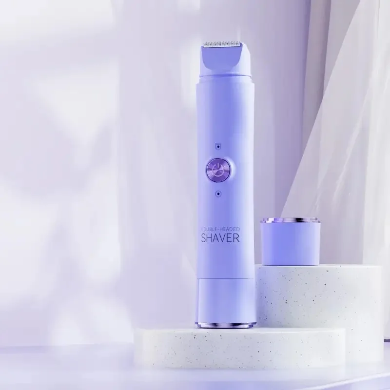 Rasoir électrique 2-en-1 sans fil pour femme — Tondeuse bikini double tête — Utilisation à sec et sous l’eau