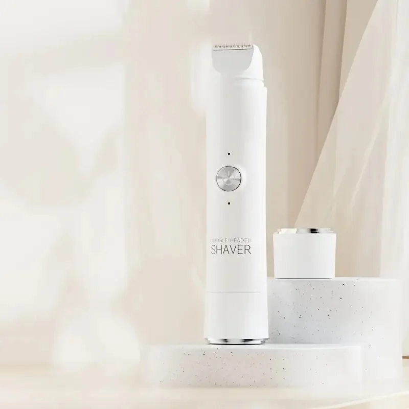 Rasoir électrique 2-en-1 sans fil pour femme — Tondeuse bikini double tête — Utilisation à sec et sous l’eau