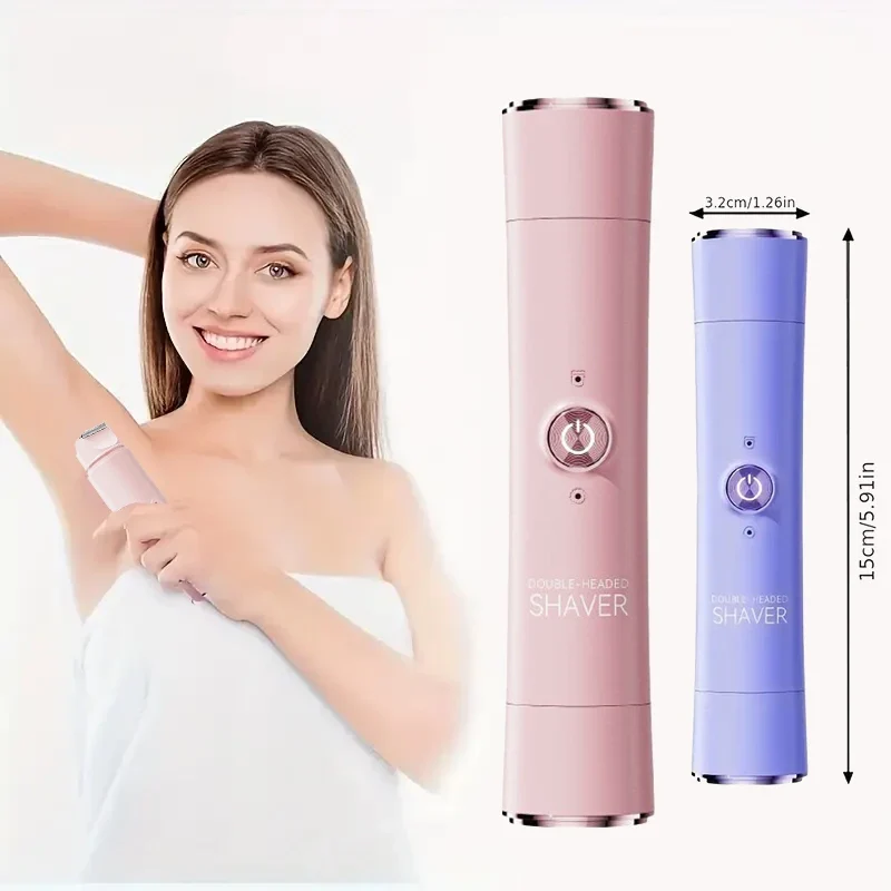 Rasoir électrique 2-en-1 sans fil pour femme — Tondeuse bikini double tête — Utilisation à sec et sous l’eau