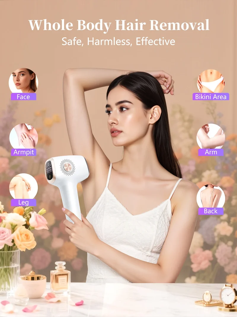 Appareil d’épilation IPL avec refroidissement — 999 999 flashs — 9 niveaux d’intensité