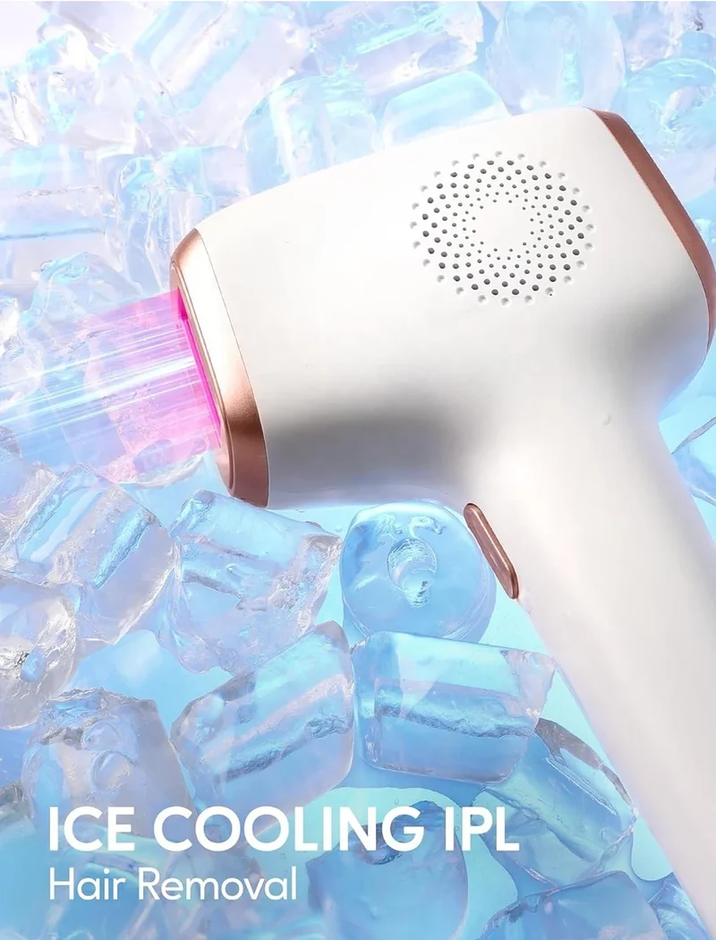 Appareil d’épilation IPL avec refroidissement — 999 999 flashs — 9 niveaux d’intensité