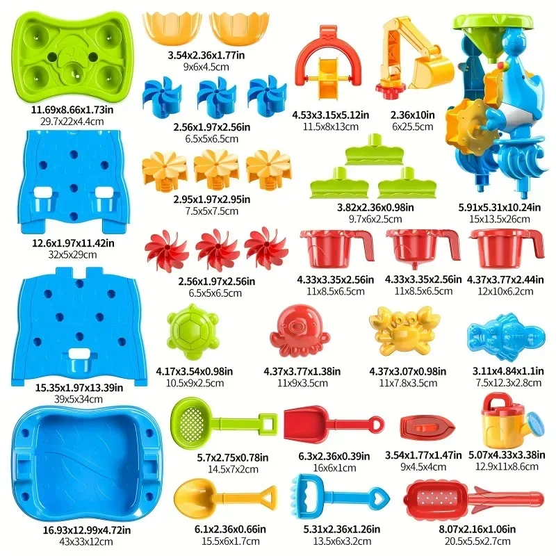 Waterfall Discovery Wall Kids Double-Sided Waterfall Water Table Sand Activity Sensory Table Summer Outdoor Toys for Toddlers