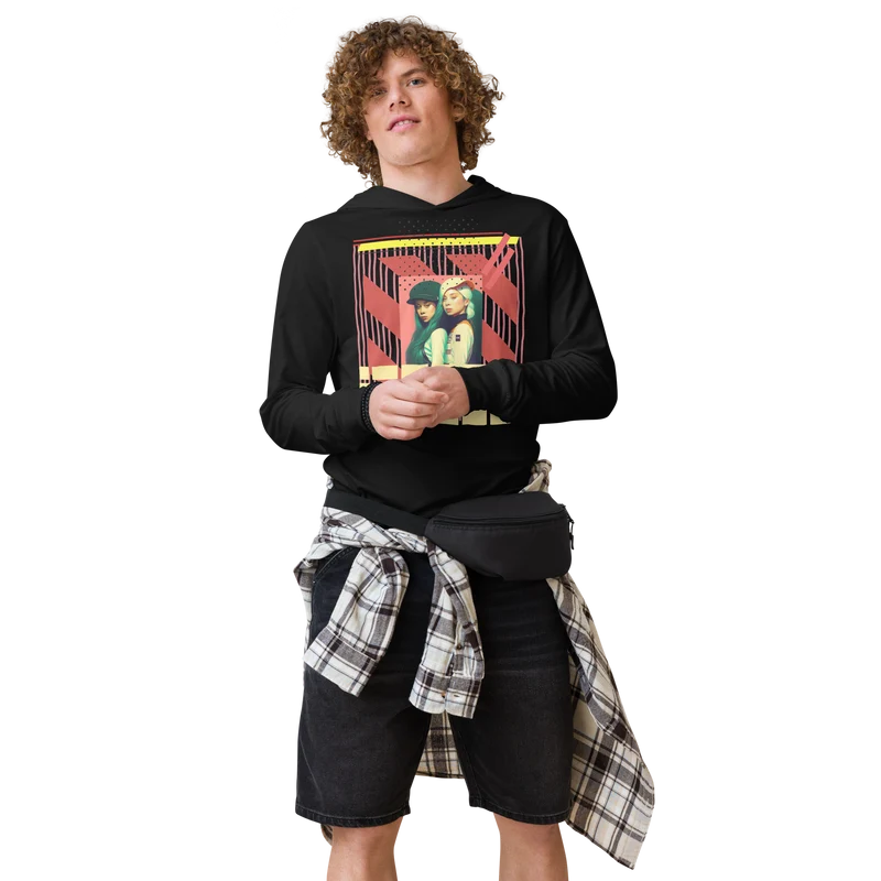 90'sRetro Hooded long-sleeve tee