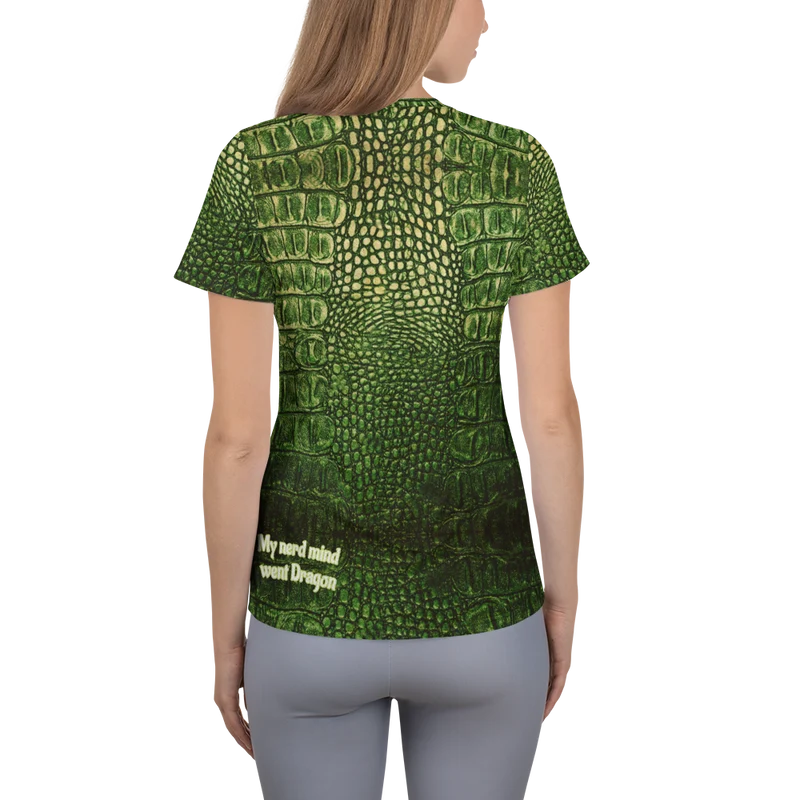 "My nerd mind went Dragon" Women's Athletic T-shirt
