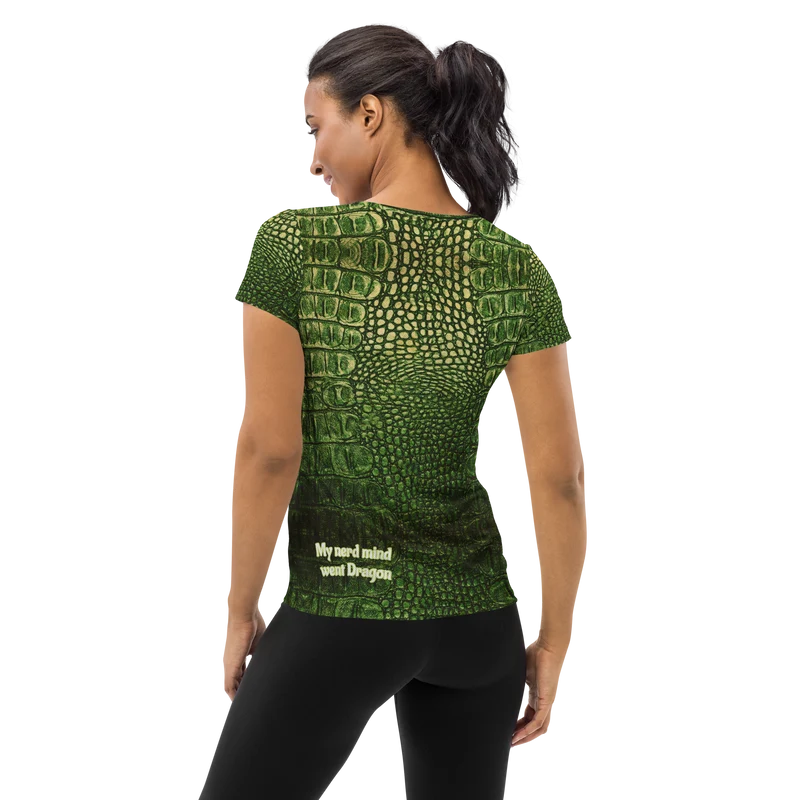"My nerd mind went Dragon" Women's Athletic T-shirt