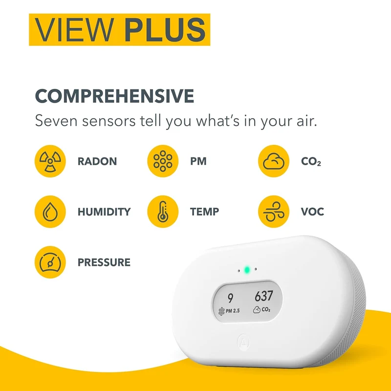 Airthings 2960 View Plus - Radon & Air Quality Monitor (PM, CO2, VOC, Humidity, Temp, Pressure)