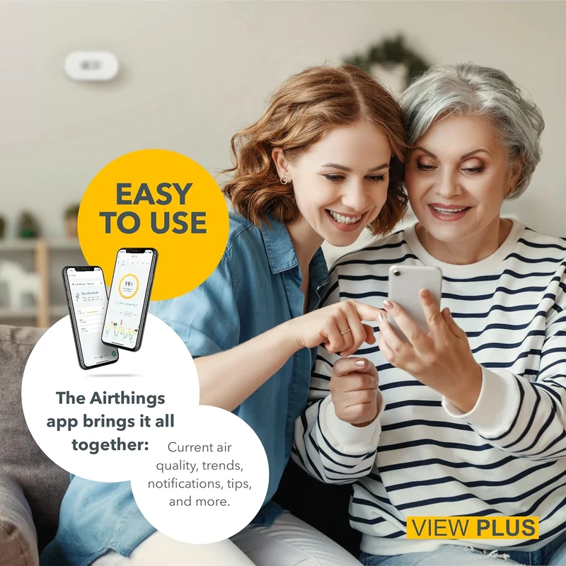 Airthings 2960 View Plus - Radon & Air Quality Monitor (PM, CO2, VOC, Humidity, Temp, Pressure)