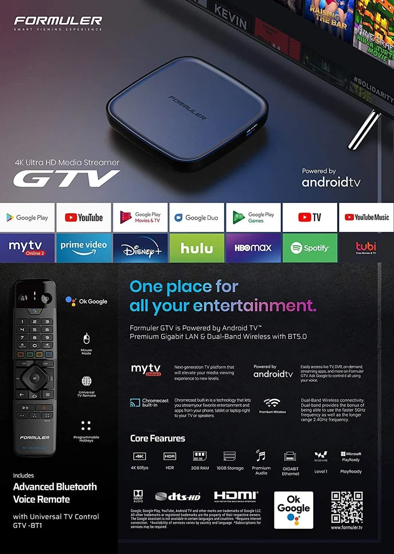 Formuler GTV 4K Ultra HD Media Streaming Box