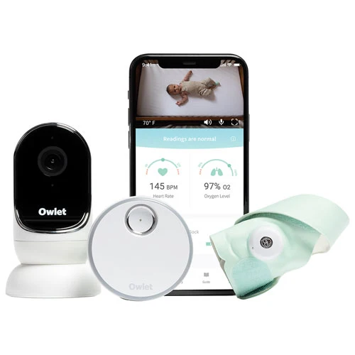 Owlet Monitor Duo Smart Sock 3 Heart Rate/Oxygen & Video Baby Monitor (PS03NNBBYG) - Mint