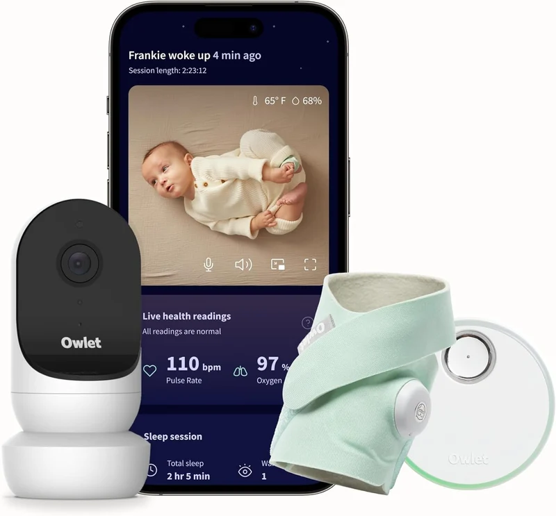 Owlet Dream Duo with Cam 2 Wearable Baby Monitor (PS04NMBBJ) - Mint Green