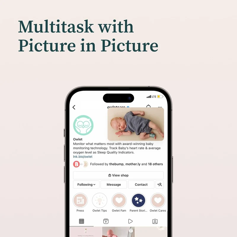 Owlet Dream Duo with Cam 2 Wearable Baby Monitor (PS04NMBBJ) - Mint Green