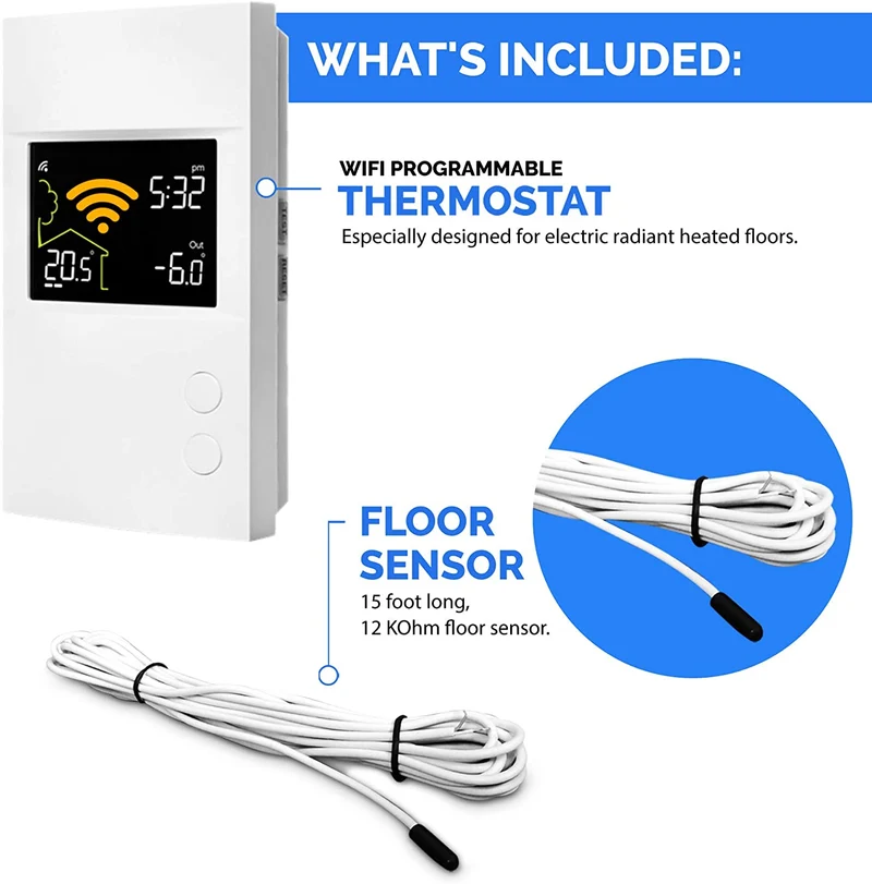 True Comfort PS120/240WF WIFI Programmable Thermostat 120/240 V for Floor Heating Systems