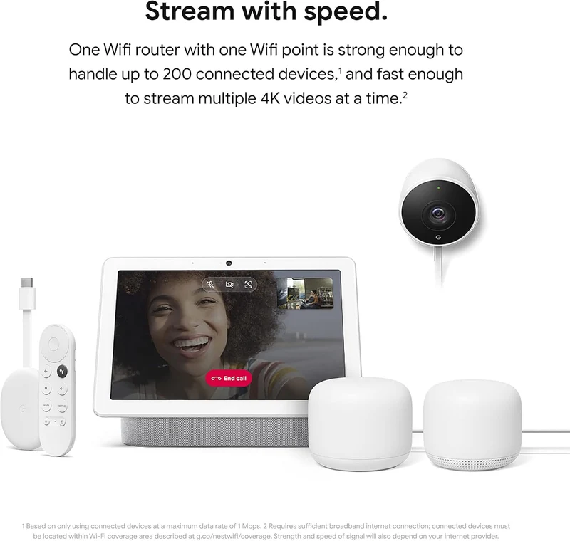 Google Nest Wifi AC2200 Mesh System Router and Add-On Points (two pack)