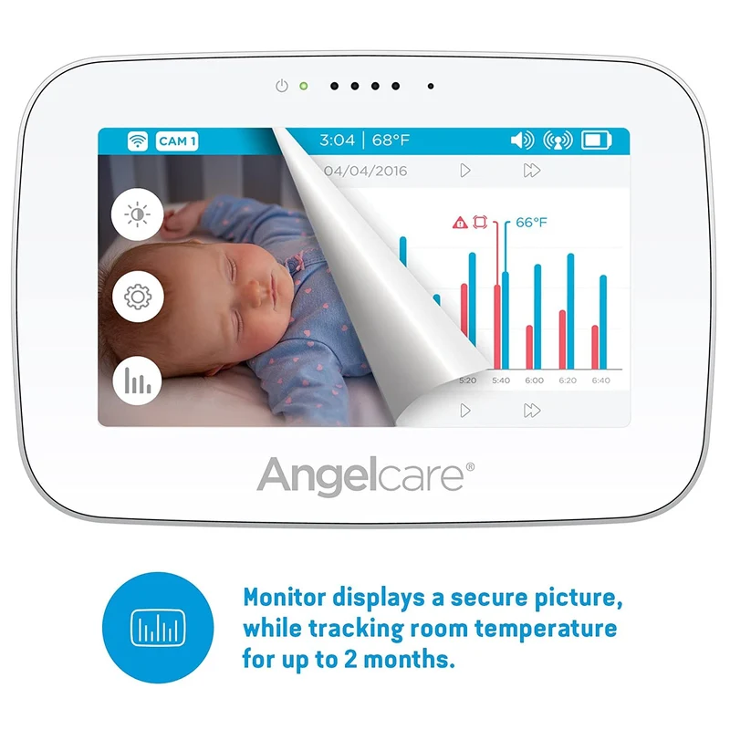 Angelcare Baby Monitor with 4.3” Touchscreen Display and Wireless Breathing Sensor Pad (AC417)