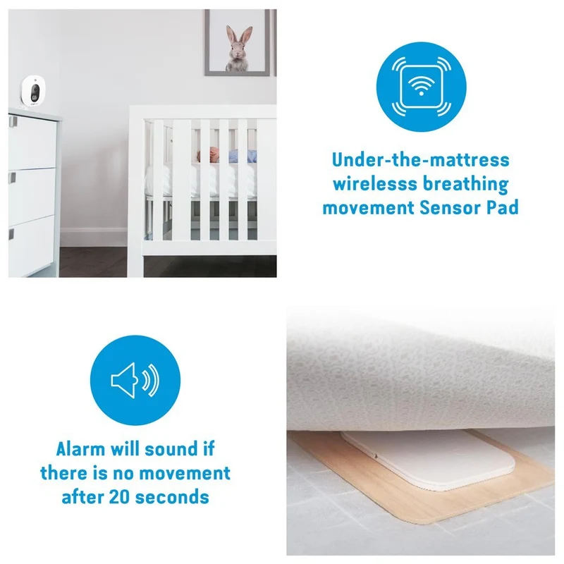 Angelcare Baby Monitor with 4.3” Touchscreen Display and Wireless Breathing Sensor Pad (AC417)