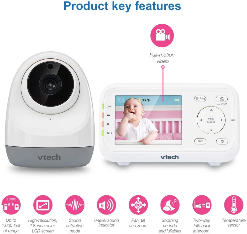 VTech VM3261 2.8” Digital Video Baby Monitor with Pan & Tilt Camera
