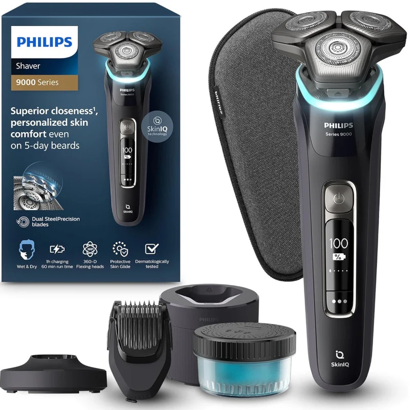 PHILIPS S9986/58 Electric Shaver Series 9000, Wet & Dry Electric with Dual SteelPrecision Blades