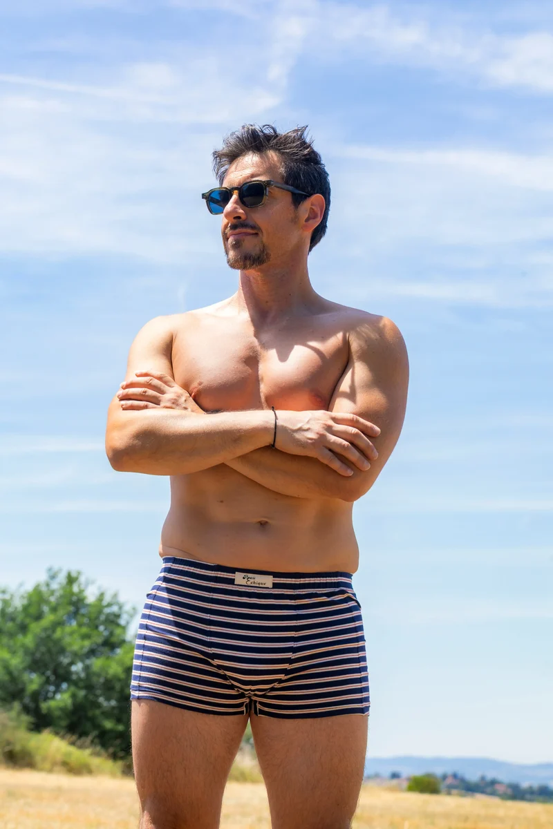 Boxer caleçon homme coton biologique rayé