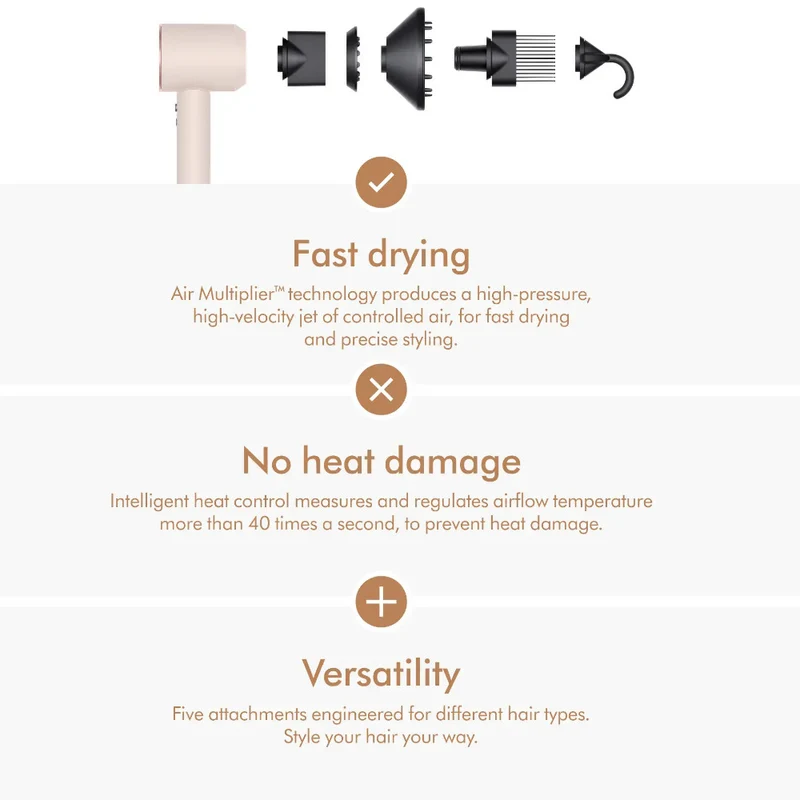 DYSON OFFICIAL OUTLET Supersonic Hair Dryer Ceramic Pink/Rose Gold - Refurbished with 1 year Dyson Warranty - (Excellent)