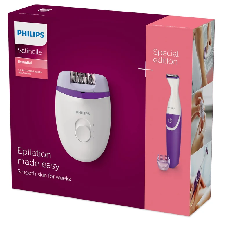PHILIPS BRP505/00 Satinelle Essential Corded Compact Epilator With Bikini Trimmer