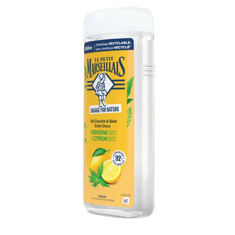Le Petit Marseillais Extra Gentle Shower Gel with Organic Verbena and Organic Lemon, 650 ml