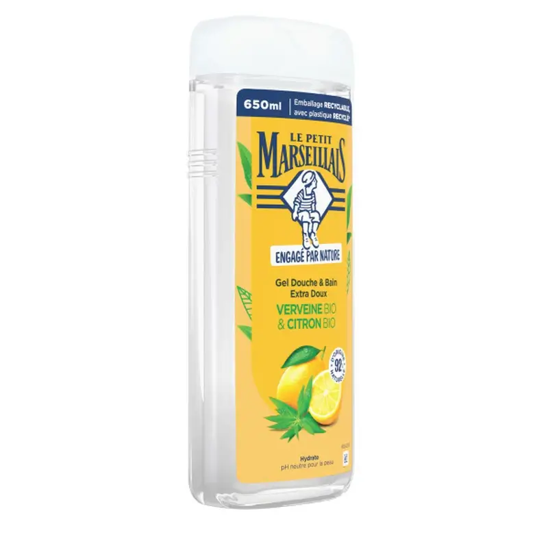 Le Petit Marseillais Extra Gentle Shower Gel with Organic Verbena and Organic Lemon, 650 ml