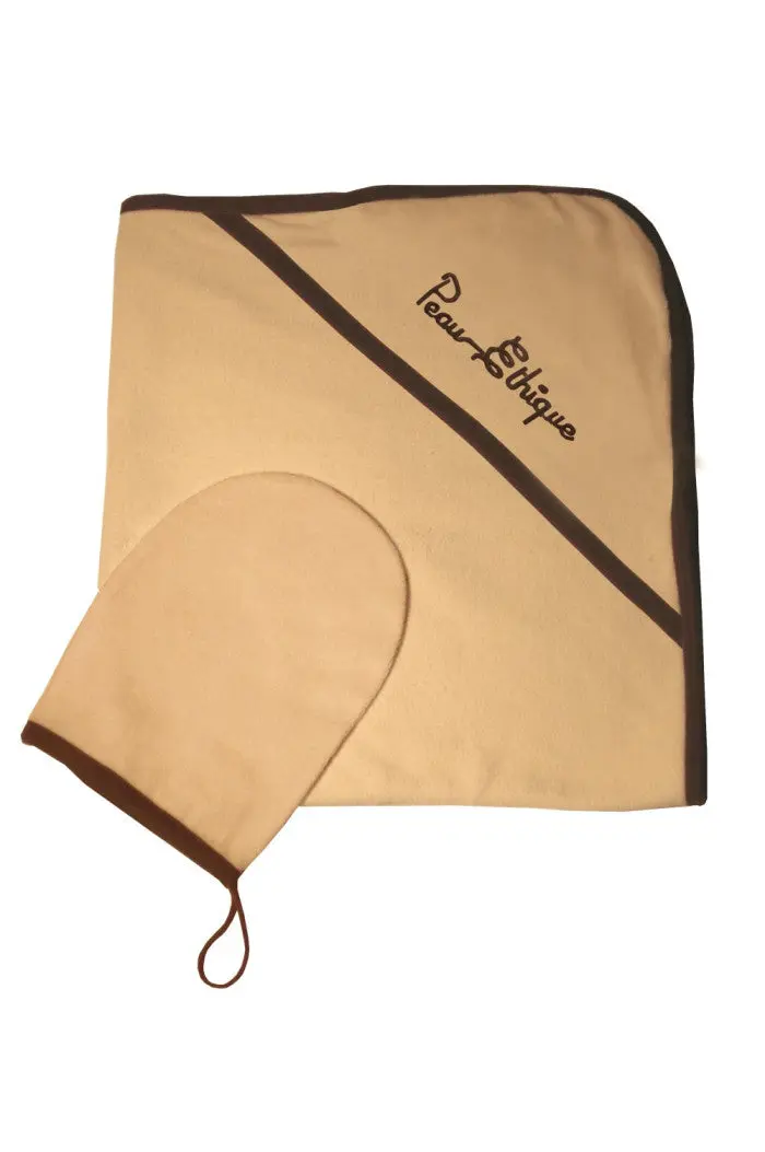 Sortie de bain + gant en coton biologique