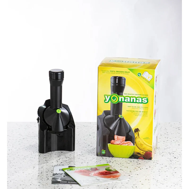 Yonanas Healthy Frozen Dessert/Fruit Ice Cream Maker w/Recipe Book Black
