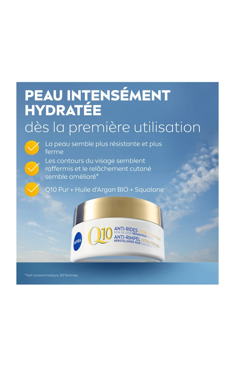 Crème anti-rides SPF15 - Q10 Power - Acide hyaluronique - Visage - Jour - 50 ml