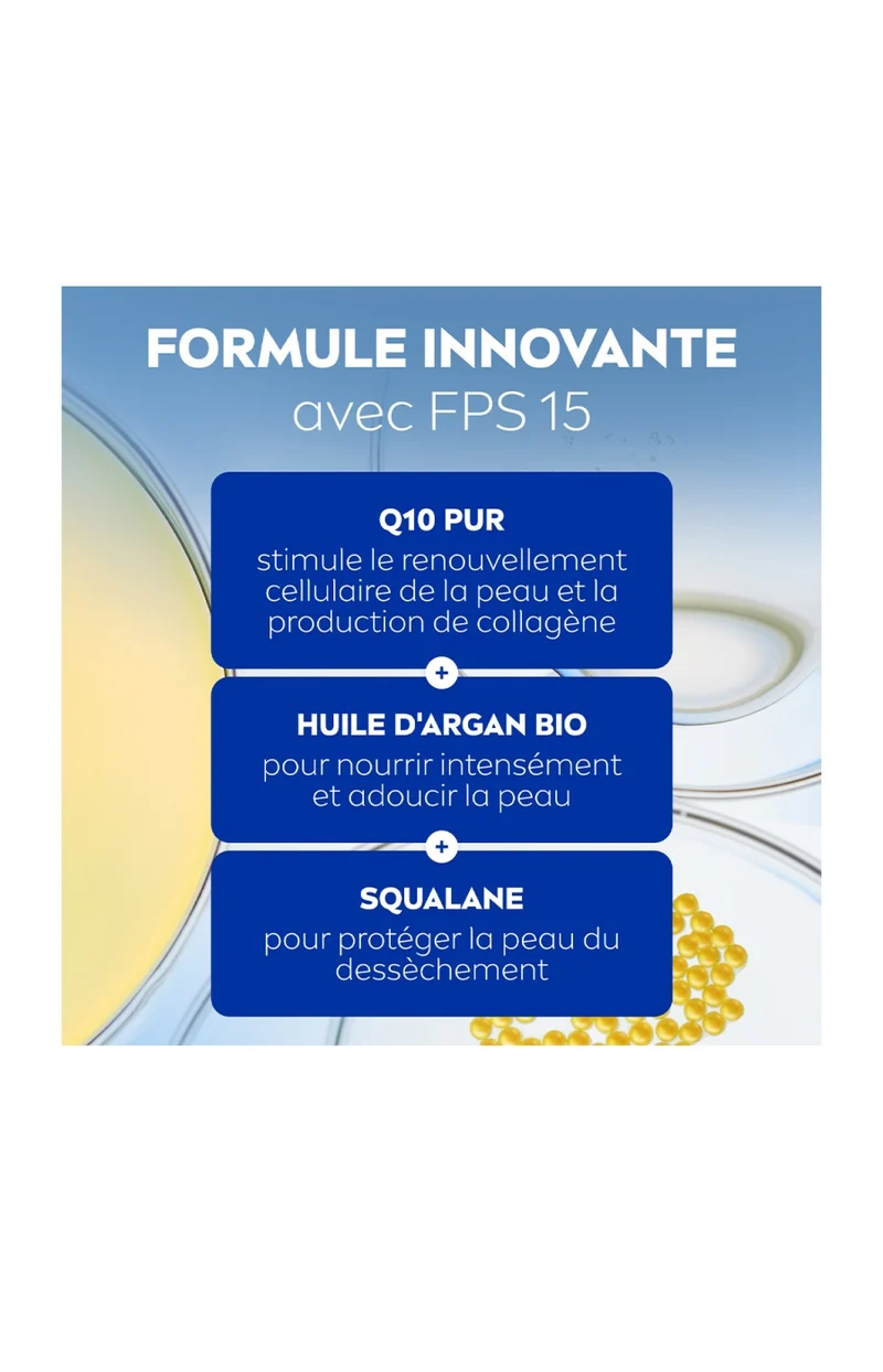 Crème anti-rides SPF15 - Q10 Power - Acide hyaluronique - Visage - Jour - 50 ml